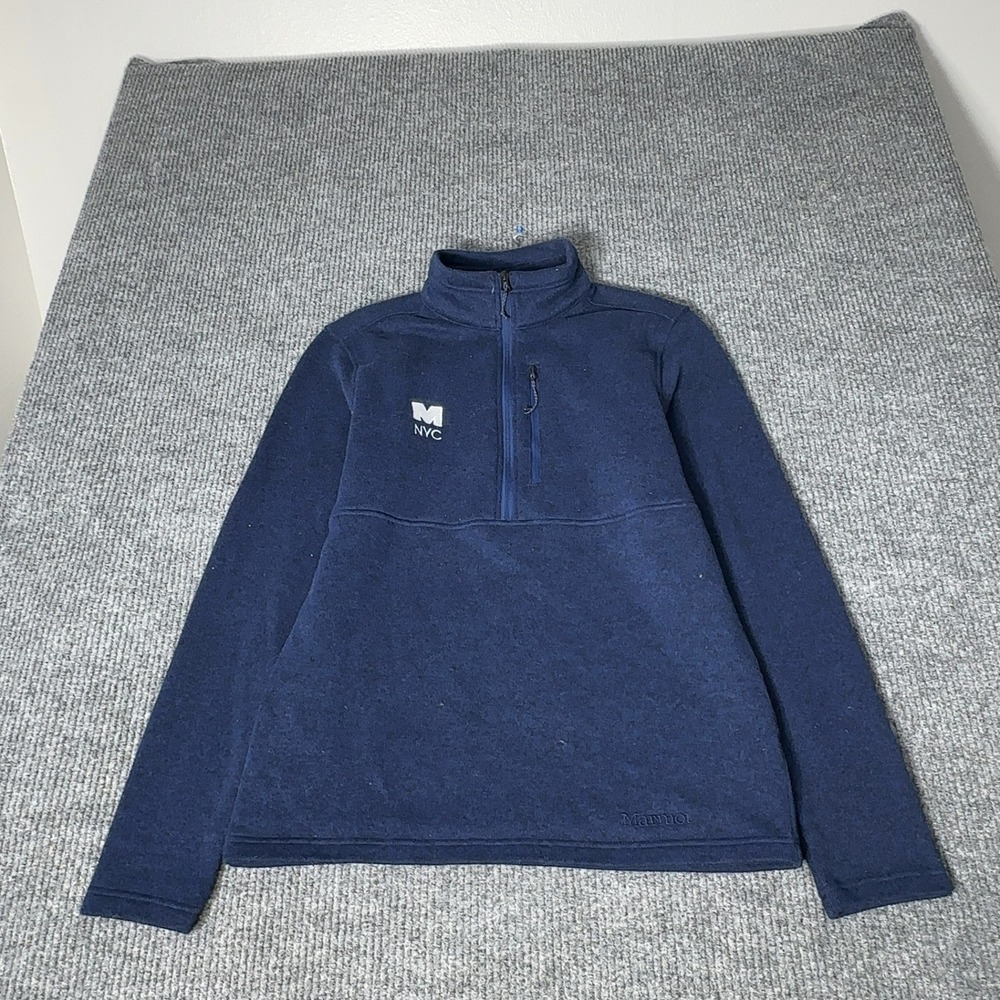 Marmot Mountain Works‎ Sweater Mens L Blue NYC Quarter Zip Fleece Pullover
